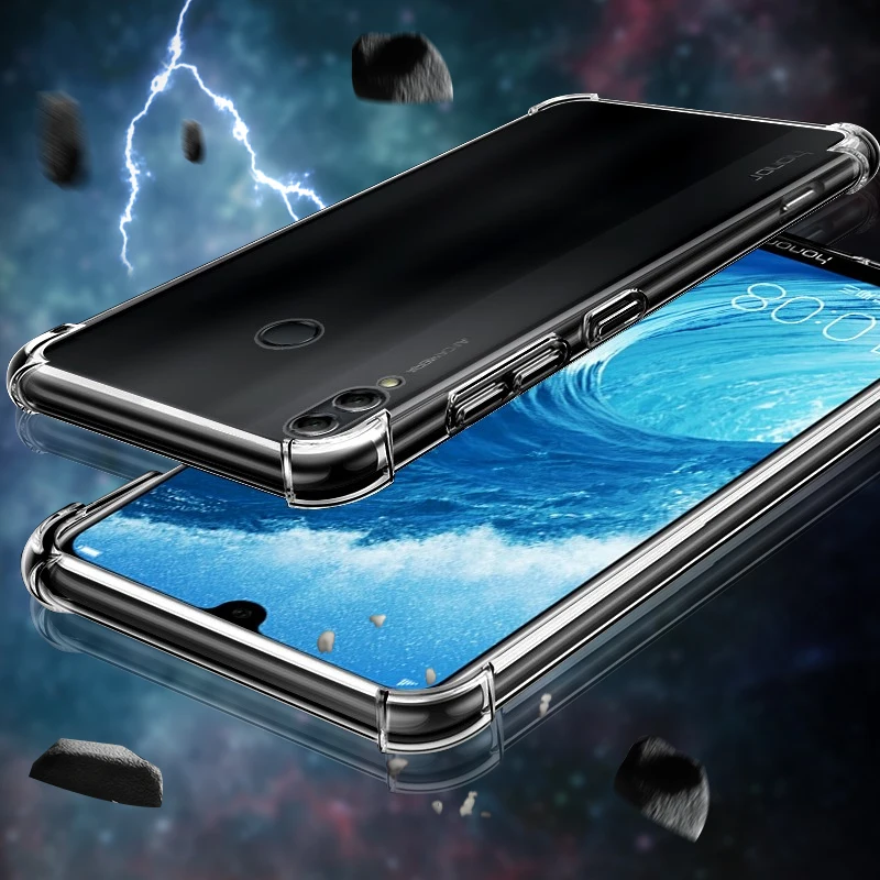 Силиконовый чехол с защитой от падения для Huawei Honor 8X Max 8C 10 9 8 Lite Play прозрачный