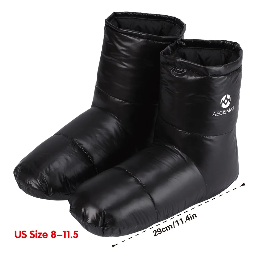 Black XL AEGISMAX/тапочки на утином пуху, мягкие носки для кемпинга, унисекс, домашняя/теплая, длинная, для путешествий, Ультралегкая, размера плюс, XL, 29 см/11,4 дюйма - Цвет: Black XL