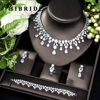 hibride dubai 4pcs bridal zirconia jewelry sets for women party luxury nigeria cz crystal wedding jewelry sets n 182