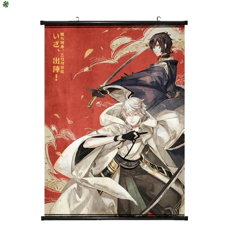 Японское аниме Touken Ranbu онлайн Mikazuki Munechika& kogitsunemaru домашний Декор настенный свиток плакат декоративная картина