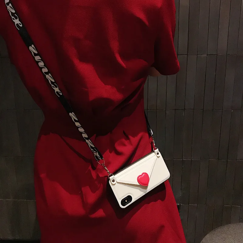 cute card wallet leather phone case Crossbody bag for iphone XS MAX case 11 pro max X XR 6S 7 8 plus s10 plus s8 s9 note8 note9