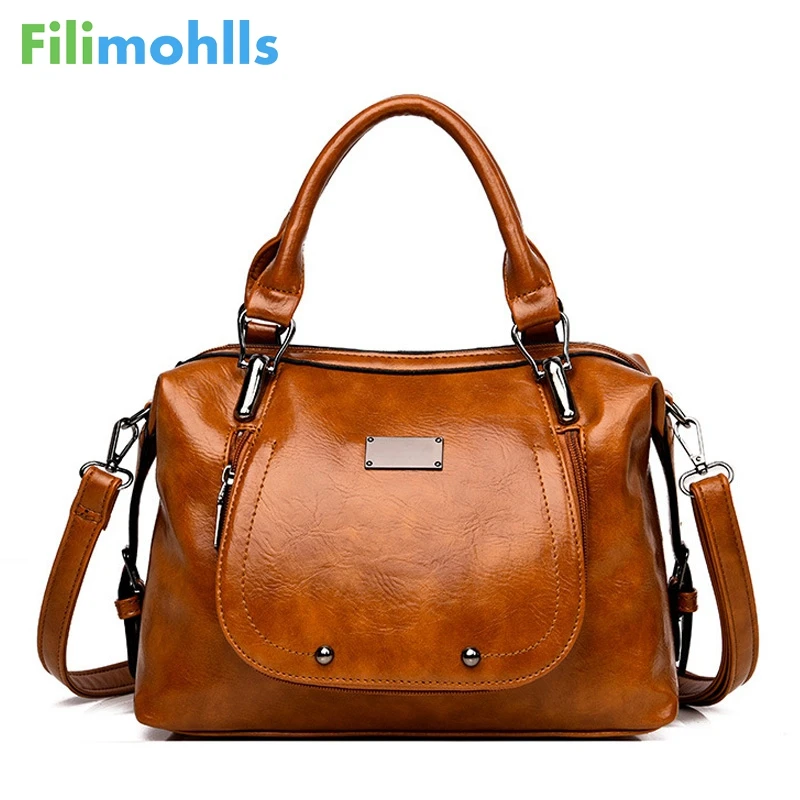 Retro Women Handbag Designer Bag High Quality Oil Wax Leather Ladies Crossbody Brand Shoulder Bags For S1816 | Багаж и сумки