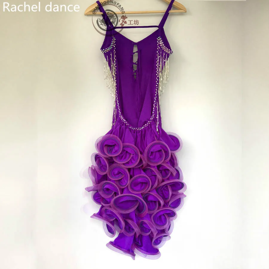 

Fringe Latin Dance Dress Girl Harness Back Open Sleeveless Samba/Ballroom/Tango Dance Clothing Kids tassel Latin Dance Dress