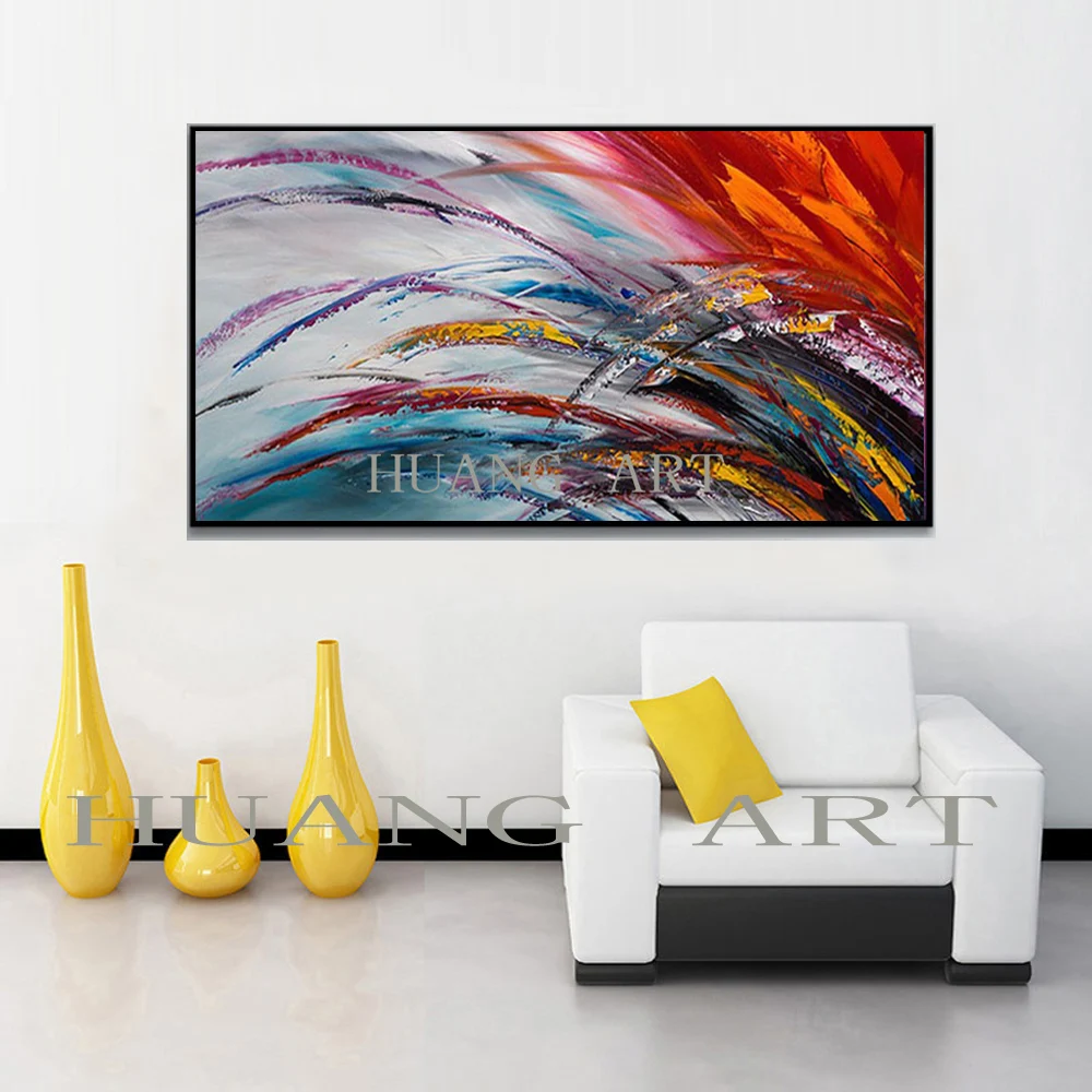 

Painting Hand painted Red Modern Abstract Modern Wall Painting most beautiful art knife oil painting On Canvas Home Decoration