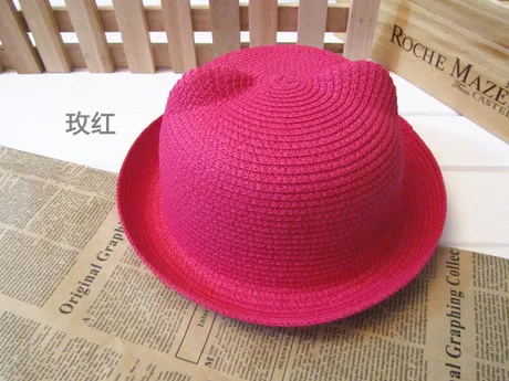 Милые Дети соломы Шапки летние детские уха украшения Прекрасный характер для