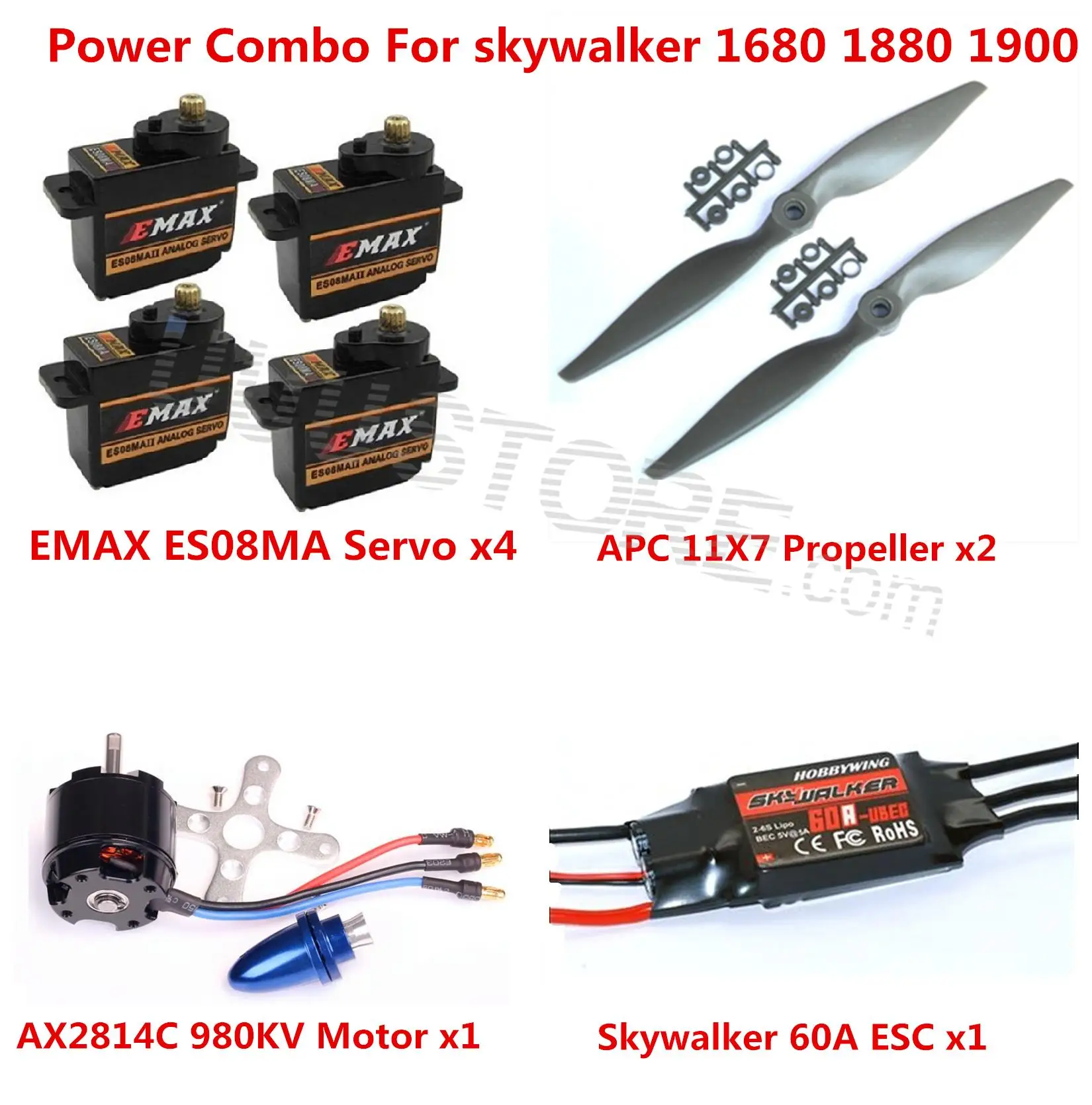 Комплект Power Combo Skywalker Motor ESC Props and Servos для 1680 1880 1900 EPO RC Aircraft|motor esc|servo servoesc motor |