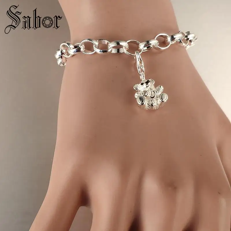 Классические посеребренные шармы с милым медведем Diy животные подходят для