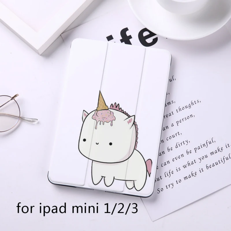 B200062-mini123 Cartoon Cute Unicorn Magnet Flip Cover For Apple iPad 9.7" Case For iPad Air 2 Mini2 PU Leather Tablet Folding Folio Case - Цвет: B200062-mini123