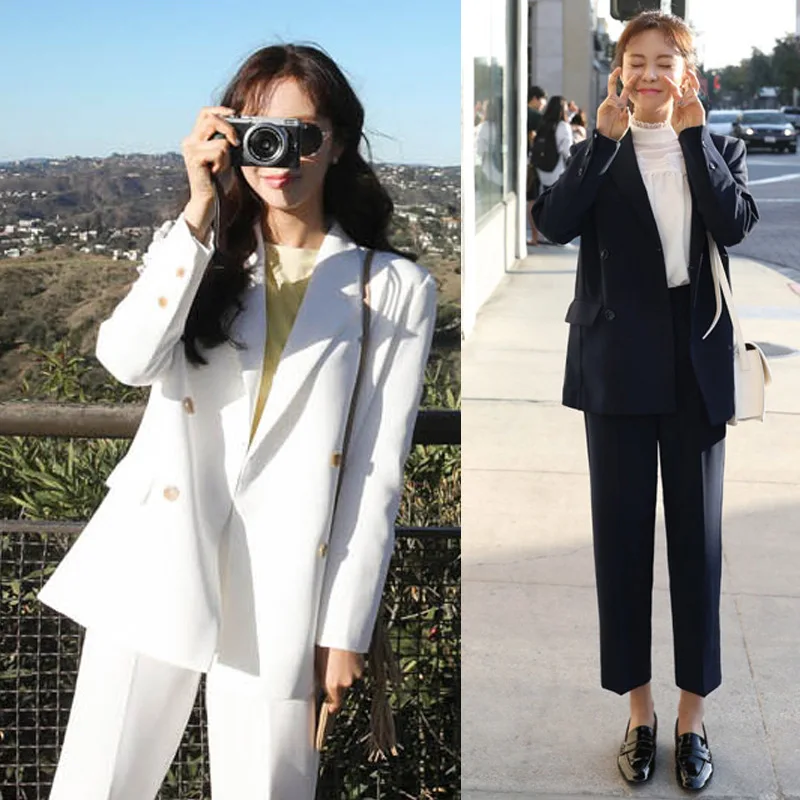 Весна 2020 новое платье большого размера женский костюм двухрядный прямой с