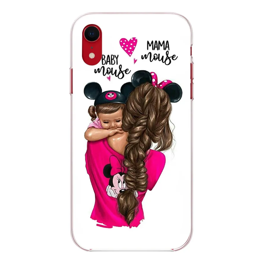 Мягкий силиконовый чехол OUTMIX Baby and Mom Girl queen для iPhone 7 8 plus X XS XR max 5 5S 6 6S Черная