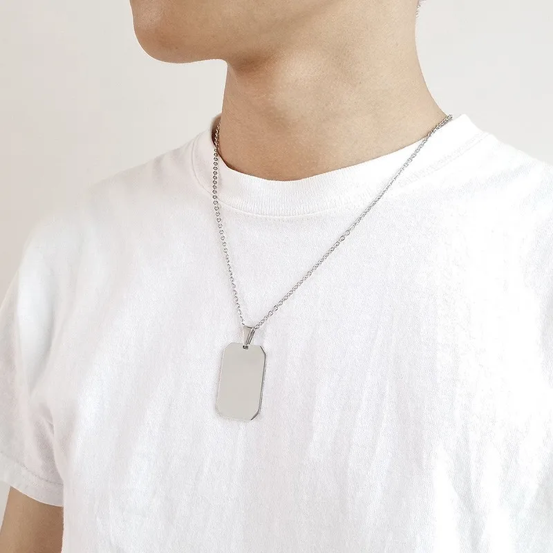 Stainless Steel Plain Dog Tag Pendant Necklace for Men Woman with 20&quot-24&quot O Chain | Украшения и аксессуары