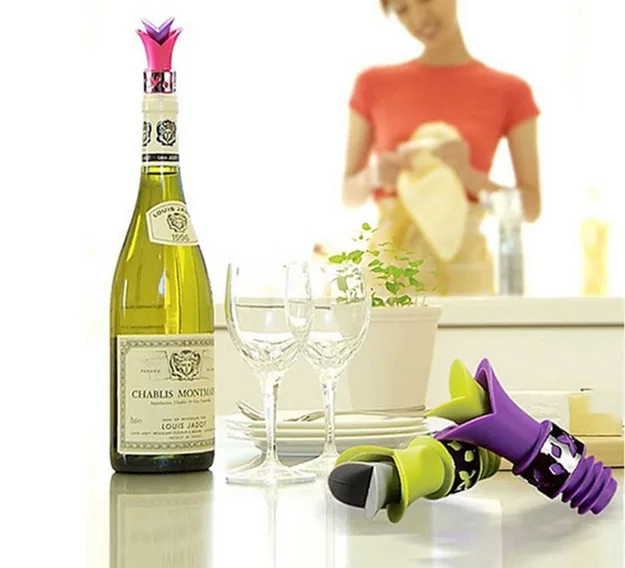 

1PC New Silicone Lily Bottle Stopper Leakproof Wine Pourer Kitchen Party Cork Anti Spill LB 451