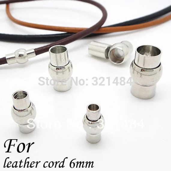 Rhodium Plated 100pcs Leather Jewelry Magnetic Clasps For Leather Cord 6mm Wholesale