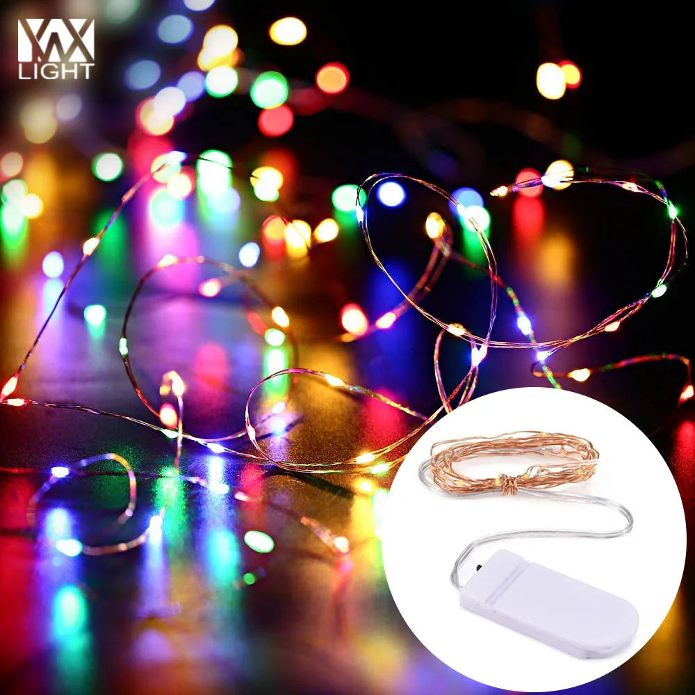 

YWXLight 1pcs Led Fairy Lights 1M 10LED Button Battery Operated LED String Light Garland Wedding party Christmas Decoration