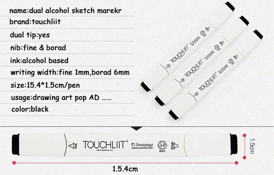 Touchliit 0# цвет меньше блендер алкоголь арт маркеры 120# черный цвет Эскиз Рисование маркером анимация манга двойные графические ручки