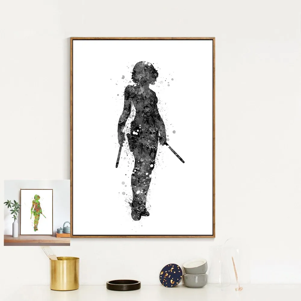 

Hot Sell Original Watercolor Black Widow Movie Modern Home Wall Decor Painting Canvas Printing Art HD Print Painting