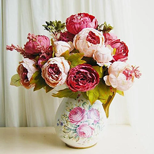 

8 Heads Vintage Artificial Peony Flower Wedding Party Home Room Decoration Gift Not Including Vase