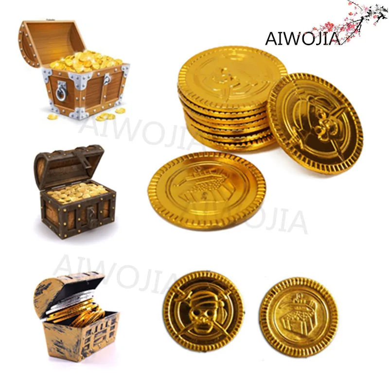 100 и 50 шт. Пластиковые Капитан пиратское сокровище золотые монеты реквизит