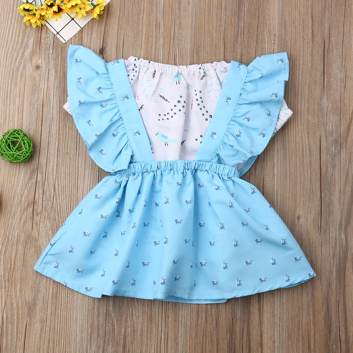 Toddler Kids Baby Girl Outfit Clothes Sets Flowers Print T-shirt Tops+Tutu Bib Dress 2PCS Set | Детская одежда и обувь