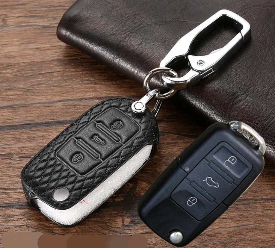 Автомобильный кожаный чехол для ключей, держатель для VW MK7 Tiguan Bora Golf R Passat Caddy Seat Altea Alhambra Ibiza для Skoda Octavia A5 A7 Kodiaq