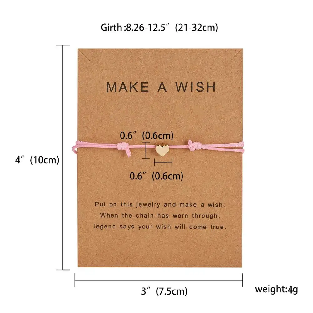 Браслет Wish Card, регулируемый, ручной, плетеный, женский, минималистичный, сердце, корона, круглая нить, Ehthic, браслет, Модные женские ювелирные изделия