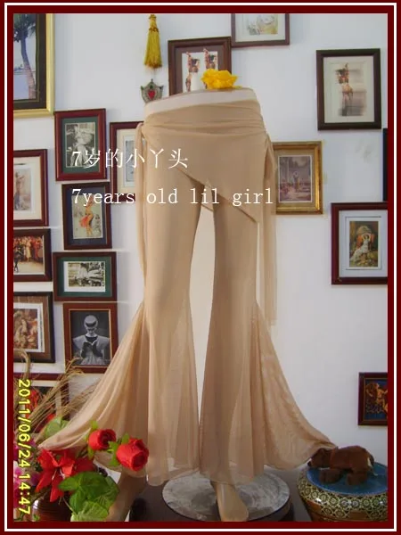 Прозрачные тонкие круглые расклешенные брюки с юбкой для танца живота