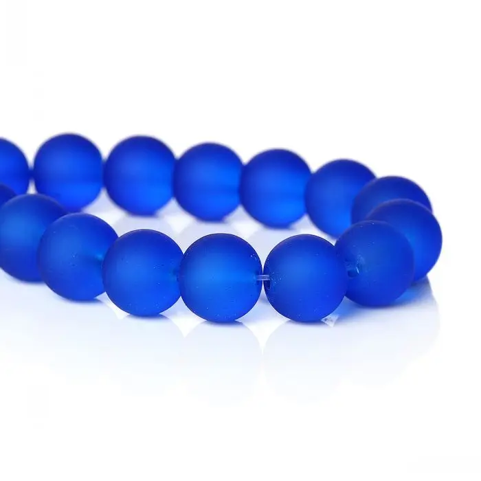 DoreenBeads Стекло свободные бусины Круглый Королевский синий матовый около 11 мм