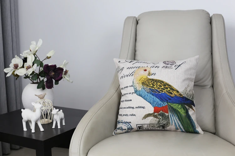 Ретро Винтаж попугай чехол для подушек с изображением птиц белье Декоративные