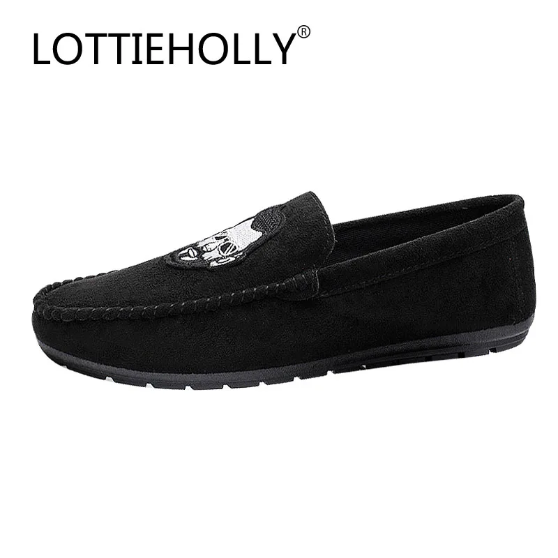 2018 LOTTIEHOLLY новые весенние модные мужские лоферы из флока на плоской подошве