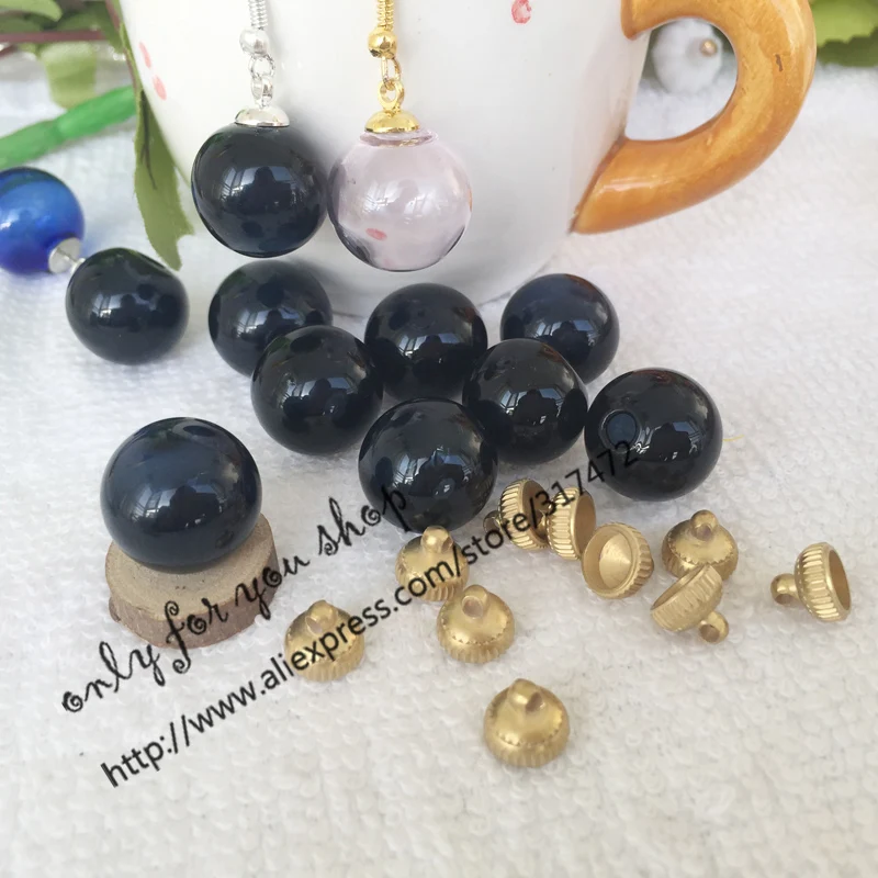 Бесплатная доставка! 30 компл./Лот 16*4 мм набор пузырей из черного стекла и крышек 6