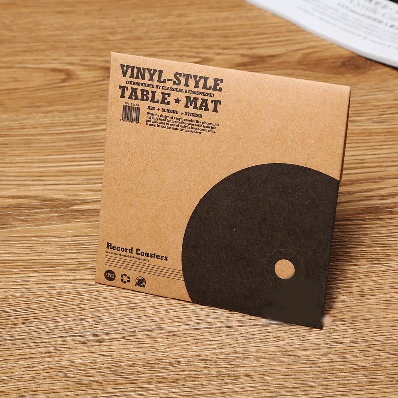 

Useber 6 Pcs / Set Vinyl Round Disc Coaster Retro CD Shape Non-slip Insulation Tableware Mats Home Restaurant Bar Be Applicable