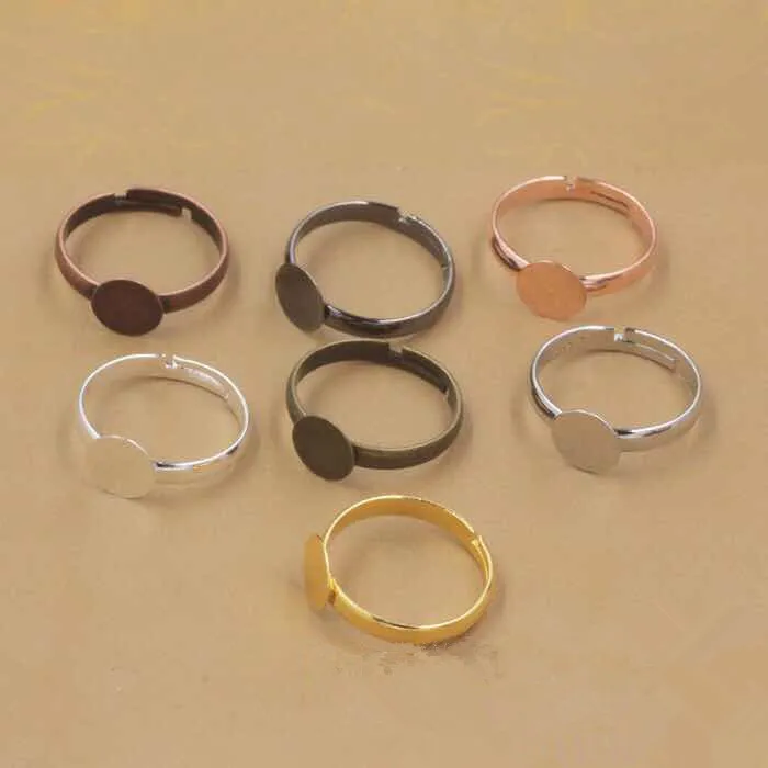 10pcs 7 color flat pad base ring fingding abjustable DIY making jewelry dome cabochons blank 6mm/10mm/12mm | Украшения и
