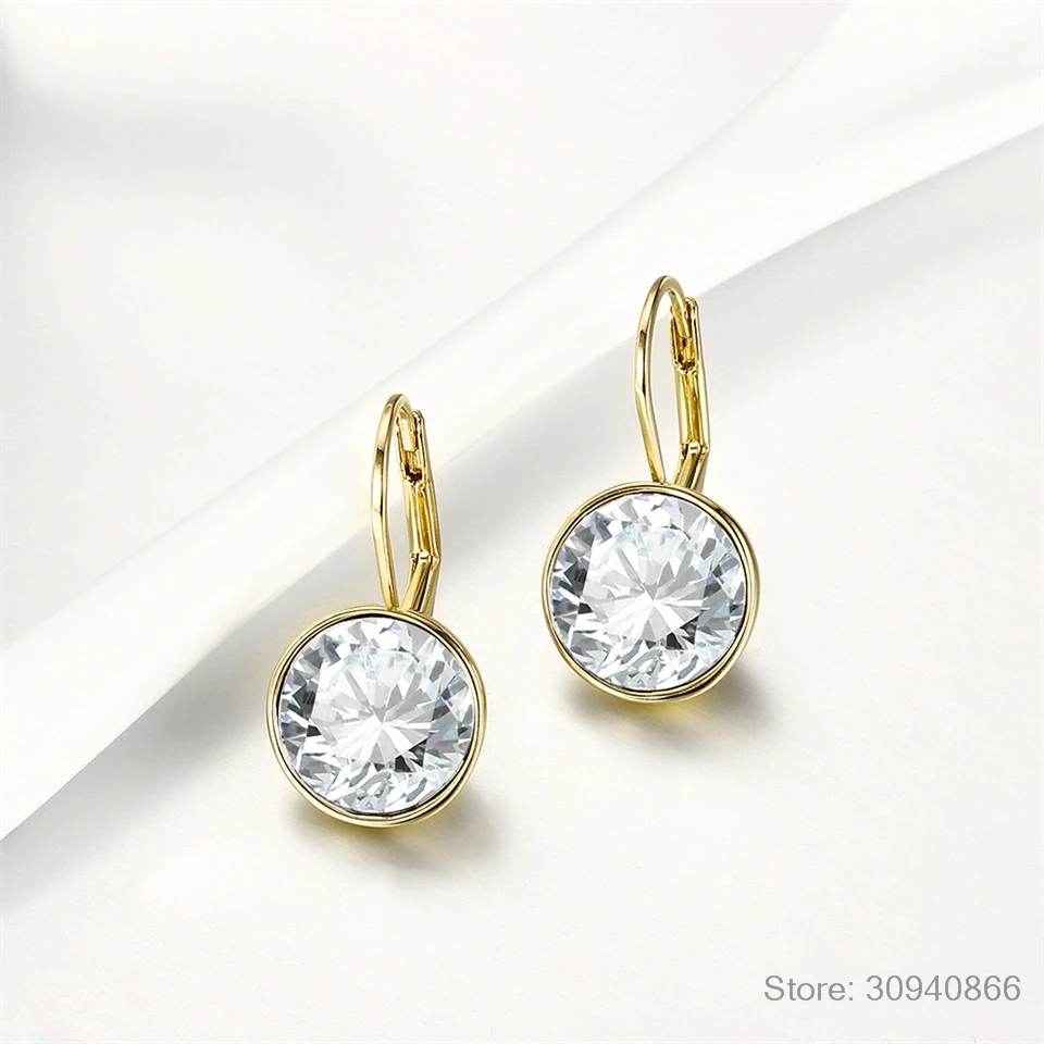 Серебряные Белла серьги гвоздики для женщин белый кристалл от Swarovski модные серьги Свадебные офисные ювелирные изделия подарок