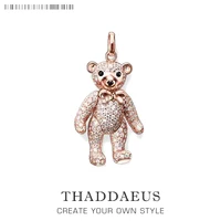 pendant rose gold teddy bear2018 fashion 925 sterling silver jewelry europe bijoux fashion accessories gift for woman girls