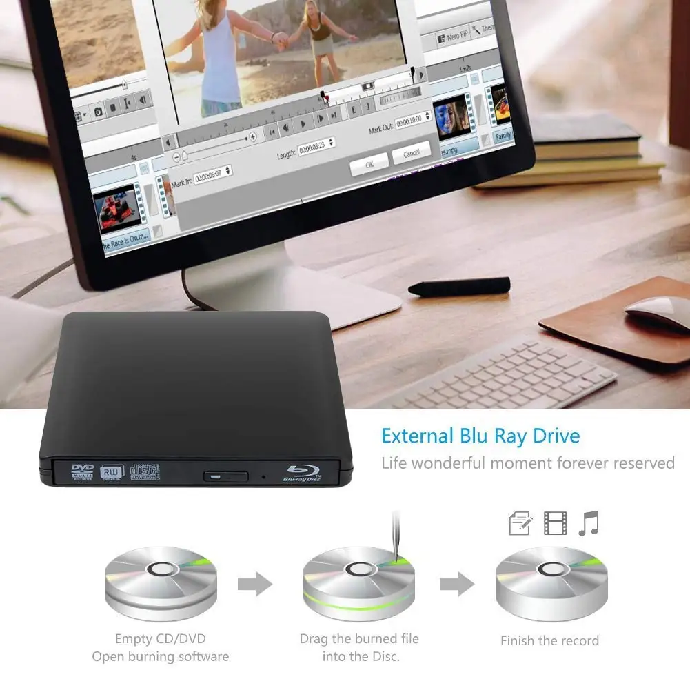 Blu Ray USB 3 0 внешний DVD CD Привод портативный CD/DVD RW писатель плеер для ноутбука