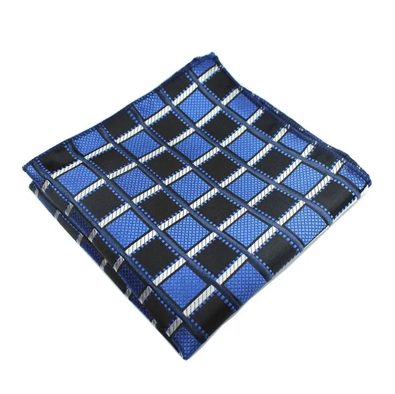 Клетчатые шелковые тканые носовые платки с узором пейсли Hanky мужские деловые повседневные квадратные карманы платок свадебные носовые платки - Цвет: 19