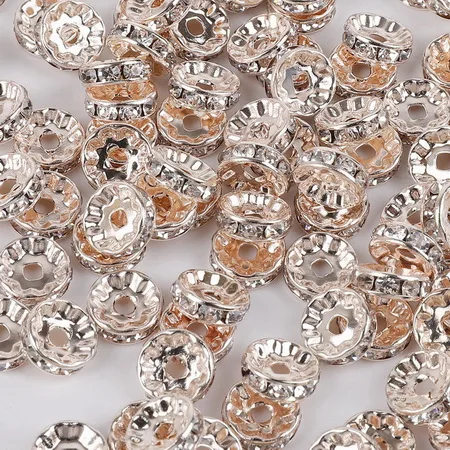 Rose Gold 50 шт. золотого и серебряного цвета Стразы Rondelles кристалл свободный разделитель бисер бусины ручной работы одежда/сумки украшения для самодельного изготовления поставки - Цвет: Rose Gold