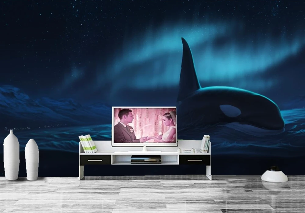 Papel де parede Orca ночные животные фото ночное время 3d обои для гостиной ТВ стены спальни кухня обои для стен