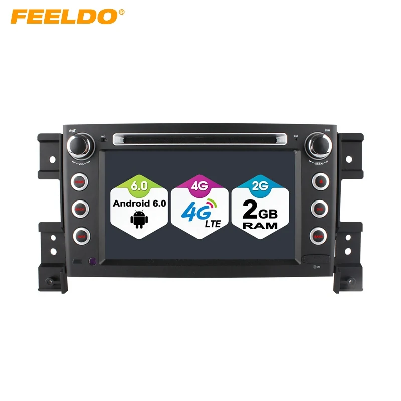 FEELDO 7 &quotAndroid 6 0 (64 бит) DDR3 2G/16G/4G LTE четырехъядерный автомобильный DVD GPS радио