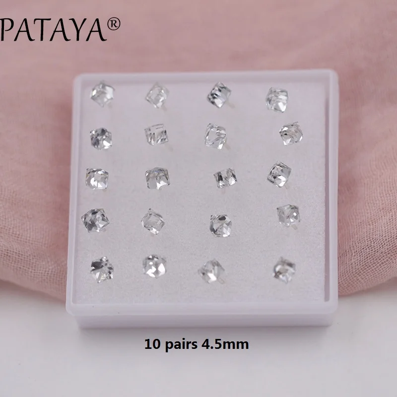 PATAYA 10 пар/лот, модные Кристальные анти-аллергические серьги-гвоздики для женщин, черный белый CZ кубический камень, ювелирные изделия, подарок, оптовые цены