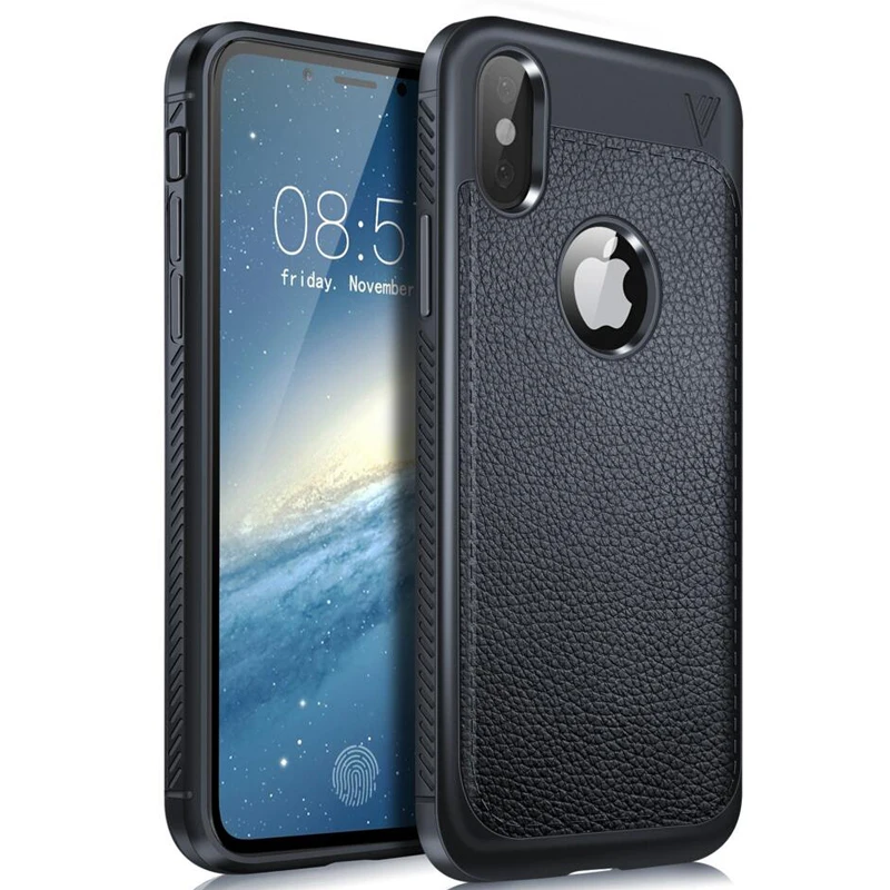 Прочный чехол для iPhone X мягкий кожаный Силиконовый противоударный бампер XS