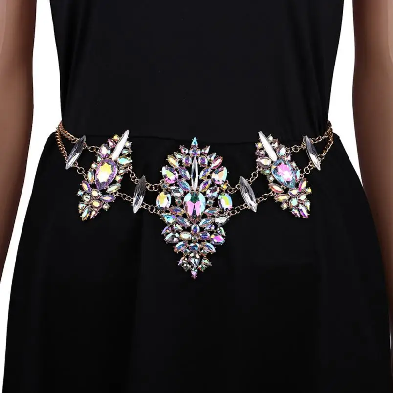2017 женское украшение с прозрачными стразами эффектный пояс цепочкой на талии