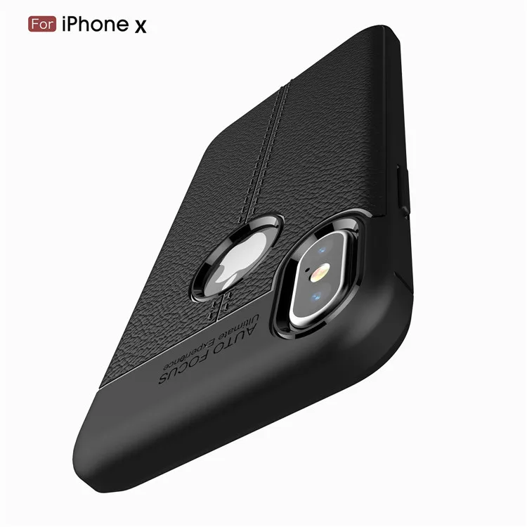 Черный ТПУ текстуру кожи Мягкий чехол для телефона IPhone X |