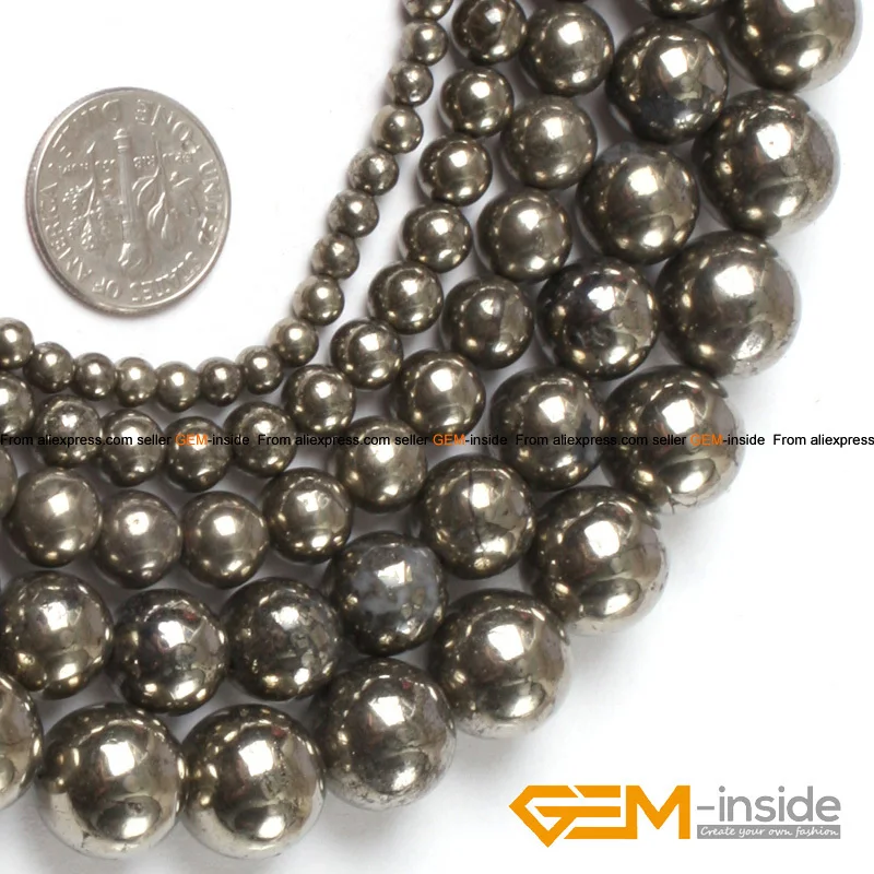 Натуральный камень irony серый пирит круглые бусины для изготовления ювелирных