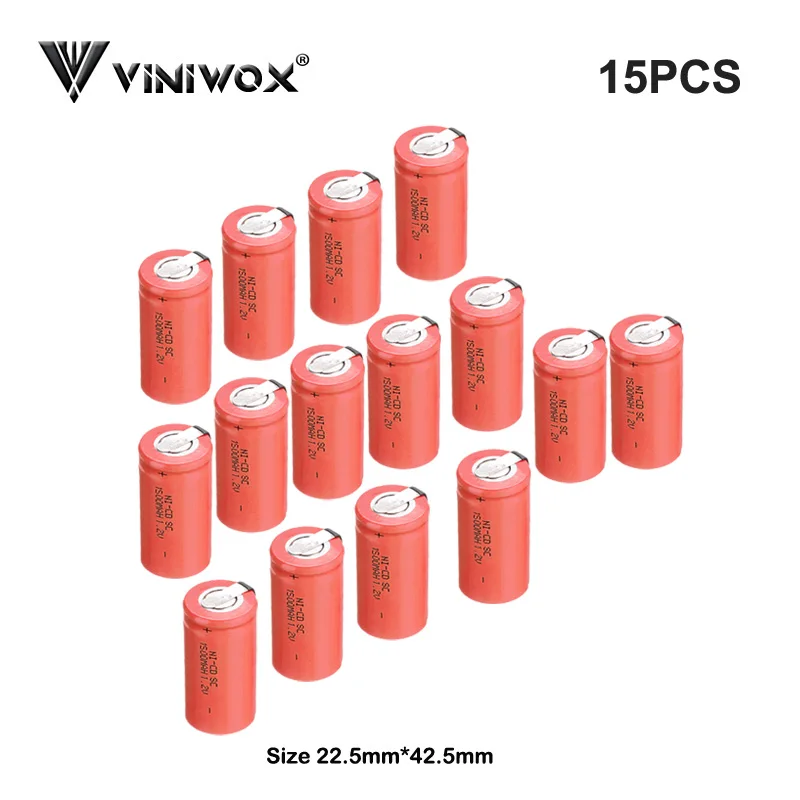 SC 1 2 V 1500mAh Ni CD Subc аккумуляторные батареи сделанные до 9 6 12V 14 4 18V 24V NICD электрические