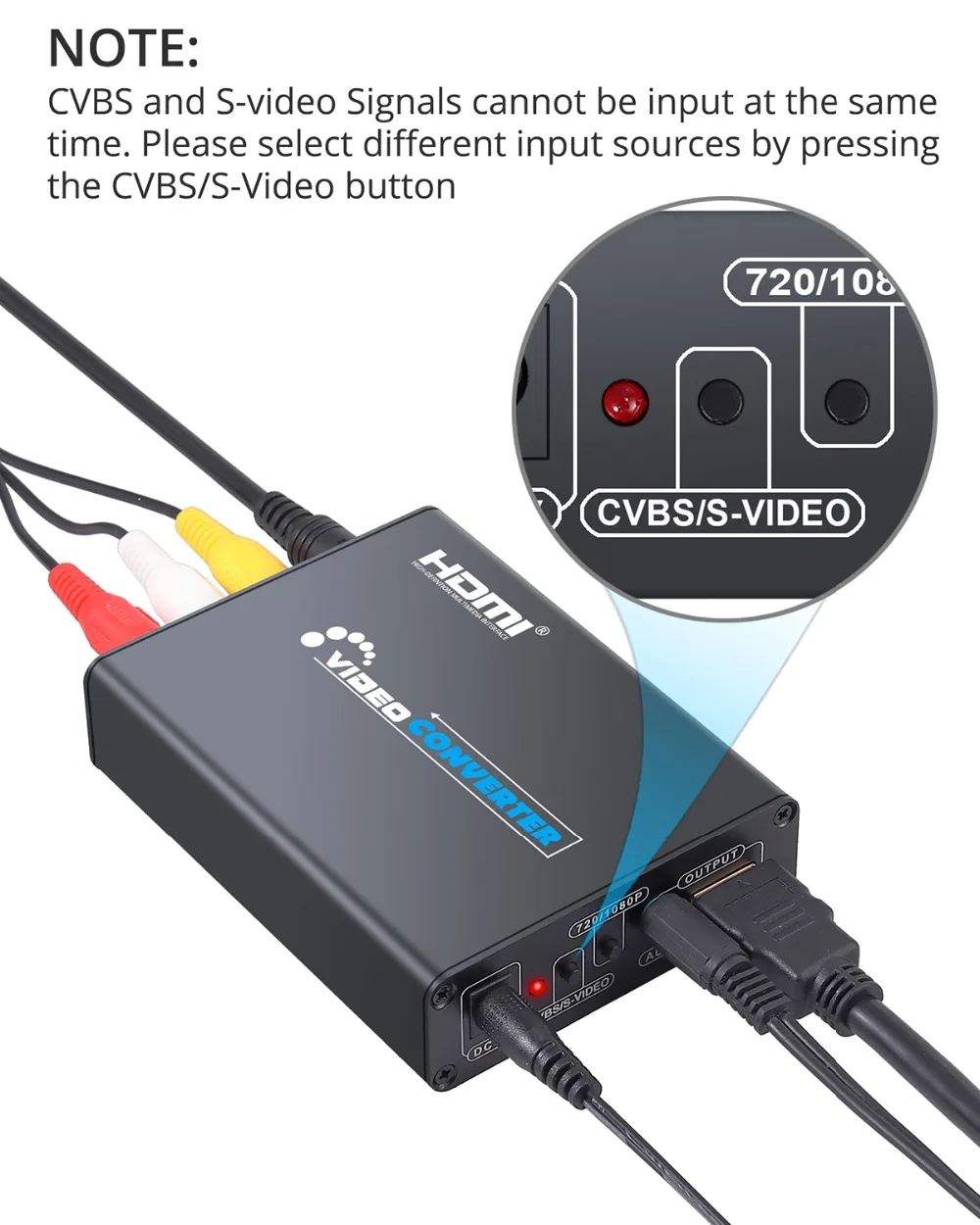 Neoteck 3RCA AV CVBS Композитный S-Video R/L аудио в HDMI адаптер Upscaler 720P 1080P для DVD VCR PS2 AV CVBS S-Video в HDMI