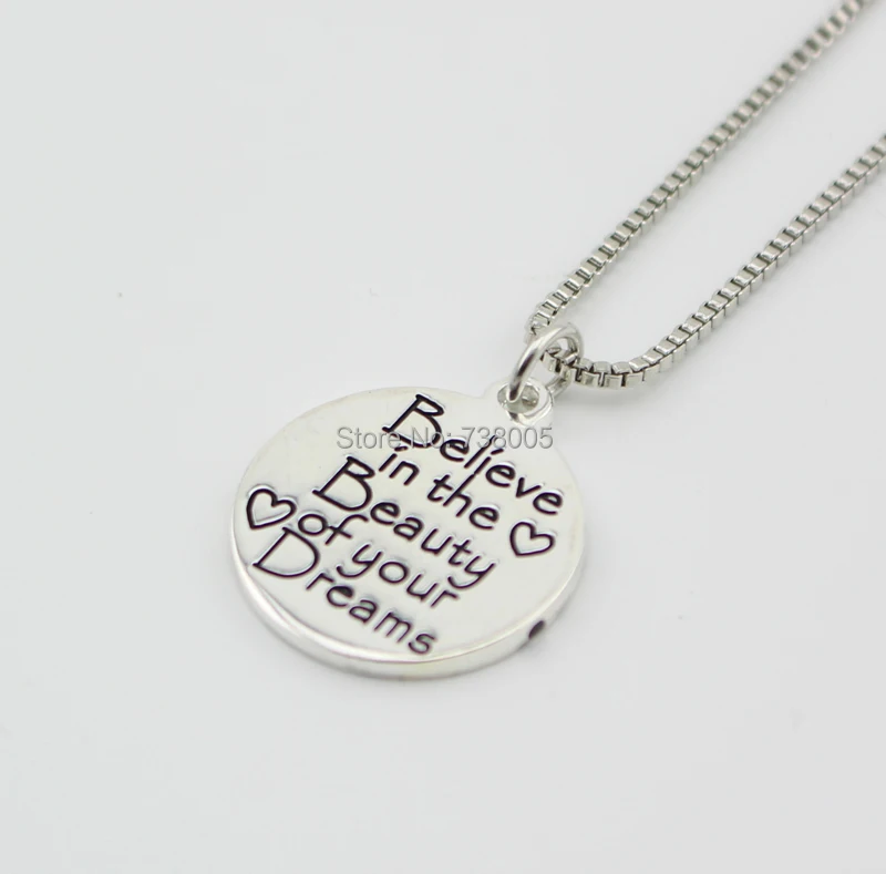 2015 модные Граффити &quotверь в красоту вашей мечты&quot серебряное ожерелье с