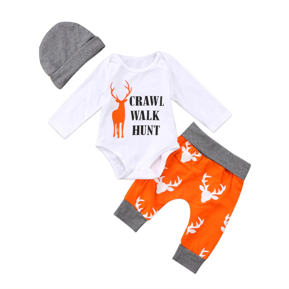 Christmas Newborn Infant Kids Happy Baby Boys Girls Clothes Romper Pants Hat Lovely Clothing Outfits Set 3Pcs | Детская одежда и