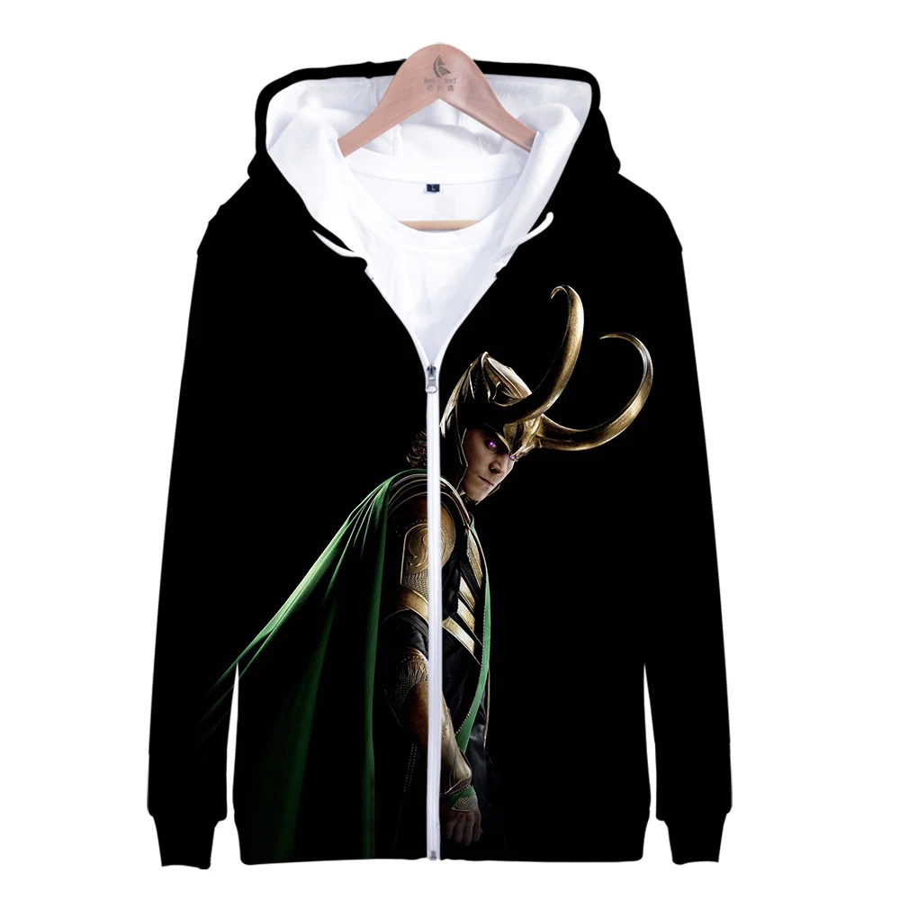 LOKI 3D толстовки на молнии с принтом для женщин/мужчин модные капюшоном и длинными