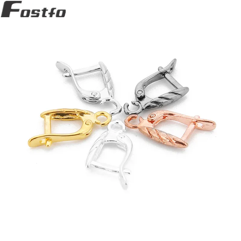 Fostfo, 10 шт./лот, 10*19 мм, u-образные серьги с крючками, цвета: золотистый, серебристый, черный, без пирсинга, клипсы для ушей, застежки для женщин, сделай сам, изготовление ювелирных изделий